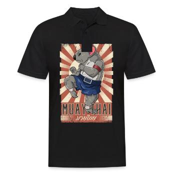 Muay Thai - Männer Poloshirt - Schwarz - Vorne - Kai (181cm)