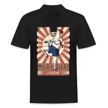 Muay Thai - Männer Poloshirt - Schwarz - Vorne - Kai (181cm)