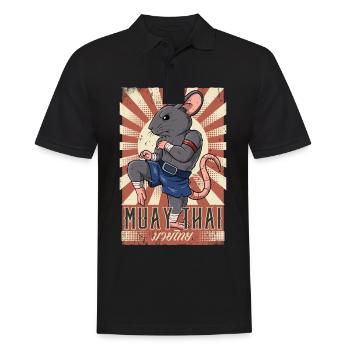 Muay Thai - Männer Poloshirt - Schwarz - Vorne - Kai (181cm)