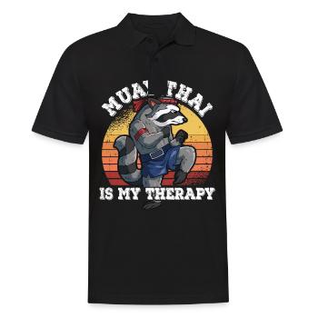 Le Muay Thai est ma thérapie - Polo Homme - noir - Devant - Kai (181cm)