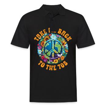 Hippie Peace Sign Peace Flowers Flower Child - Polo Homme - noir - Devant - Kai (181cm)