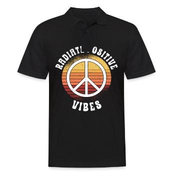 Hippie Peace Sign Peace Flowers Flower Child - Men's Polo Shirt - black - Front - Kai (181cm)