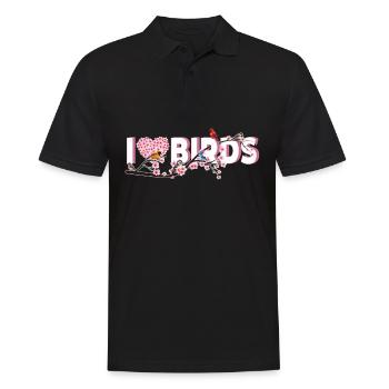 Express Love for Birds: Bird on a Branch for - Männer Poloshirt - Schwarz - Vorne - Kai (181cm)