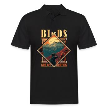 Birds Are My Besties: Retro Bird-Watching - Männer Poloshirt - Schwarz - Vorne - Kai (181cm)