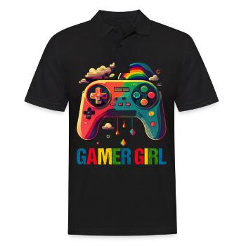 Gaming Konsole PC Zockerin Mädchen Gamer Girl - Männer Poloshirt - Schwarz - Vorne - Kai (181cm)