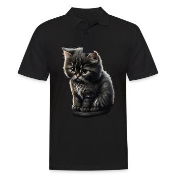 Cat Cats Cat lover cute kitten - Men's Polo Shirt - black - Front - Kai (181cm)