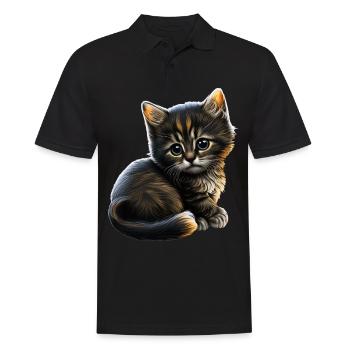 Cat Cats Cat lover cute kitten - Men's Polo Shirt - black - Front - Kai (181cm)