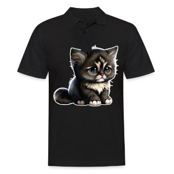 Cat Cats Cat lover cute kitten - Men's Polo Shirt - black - Front - Kai (181cm)