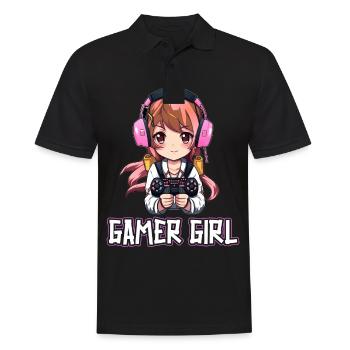 Gaming Konsole PC Zockerin Mädchen Gamer Girl - Männer Poloshirt - Schwarz - Vorne - Kai (181cm)