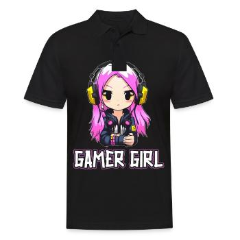Console de jeu PC Gamer Girl Gamer Girl - Polo Homme - noir - Devant - Kai (181cm)