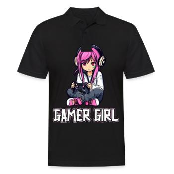 Gaming Konsole PC Zockerin Mädchen Gamer Girl - Männer Poloshirt - Schwarz - Vorne - Kai (181cm)