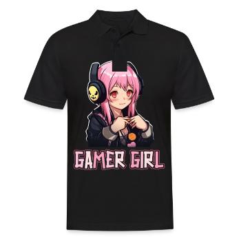 Gaming Konsole PC Zockerin Mädchen Gamer Girl - Männer Poloshirt - Schwarz - Vorne - Kai (181cm)