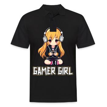 Gaming Konsole PC Zockerin Mädchen Gamer Girl - Männer Poloshirt - Schwarz - Vorne - Kai (181cm)