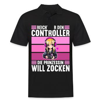 Gaming Konsole PC Zockerin Mädchen Gamer Girl - Männer Poloshirt - Schwarz - Vorne - Kai (181cm)