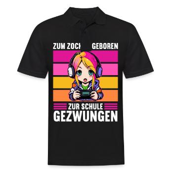 Gaming Konsole PC Zockerin Mädchen Gamer Girl - Männer Poloshirt - Schwarz - Vorne - Kai (181cm)
