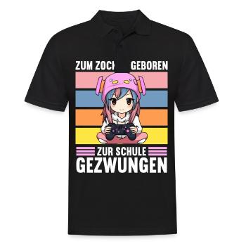 Gaming Konsole PC Zockerin Mädchen Gamer Girl - Männer Poloshirt - Schwarz - Vorne - Kai (181cm)