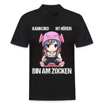 Gaming Konsole PC Zockerin Mädchen Gamer Girl - Männer Poloshirt - Schwarz - Vorne - Kai (181cm)