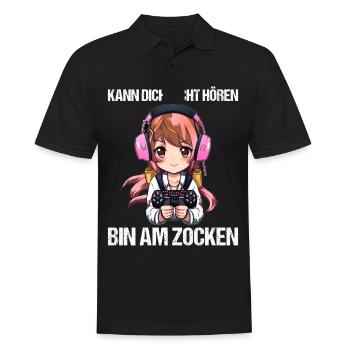 Gaming Konsole PC Zockerin Mädchen Gamer Girl - Männer Poloshirt - Schwarz - Vorne - Kai (181cm)