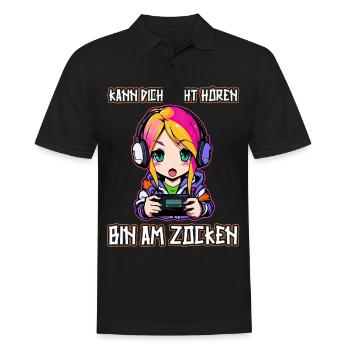 Gaming Konsole PC Zockerin Mädchen Gamer Girl - Männer Poloshirt - Schwarz - Vorne - Kai (181cm)