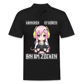 Gaming Konsole PC Zockerin Mädchen Gamer Girl - Männer Poloshirt - Schwarz - Vorne - Kai (181cm)