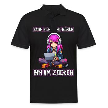 Gaming Konsole PC Zockerin Mädchen Gamer Girl - Männer Poloshirt - Schwarz - Vorne - Kai (181cm)