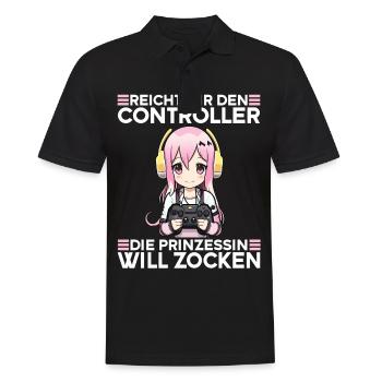 Gaming Konsole PC Zockerin Mädchen Gamer Girl - Männer Poloshirt - Schwarz - Vorne - Kai (181cm)