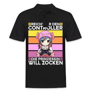 Gaming Konsole PC Zockerin Mädchen Gamer Girl - Männer Poloshirt - Schwarz - Vorne - Kai (181cm)