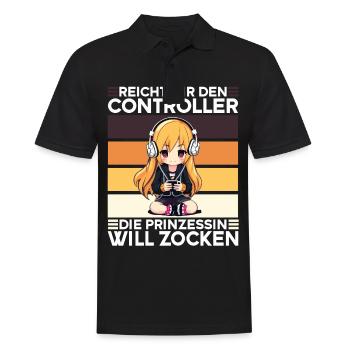 Gaming Konsole PC Zockerin Mädchen Gamer Girl - Männer Poloshirt - Schwarz - Vorne - Kai (181cm)