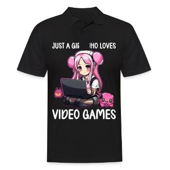 Gaming Konsole PC Zockerin Mädchen Gamer Girl - Männer Poloshirt - Schwarz - Vorne - Kai (181cm)