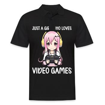 Gaming Konsole PC Zockerin Mädchen Gamer Girl - Männer Poloshirt - Schwarz - Vorne - Kai (181cm)