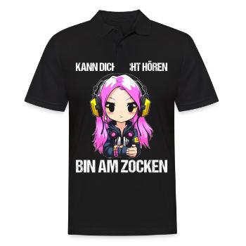 Gaming Konsole PC Zockerin Mädchen Gamer Girl - Männer Poloshirt - Schwarz - Vorne - Kai (181cm)
