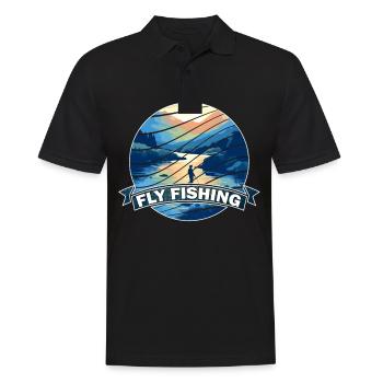 Trout Fly Fishing in the River Retro Fly Fishing - Männer Poloshirt - Schwarz - Vorne - Kai (181cm)