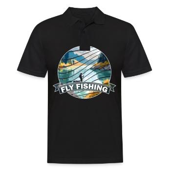 Trout Fly Fishing in the River - Retro Fly Fishing - Männer Poloshirt - Schwarz - Vorne - Kai (181cm)