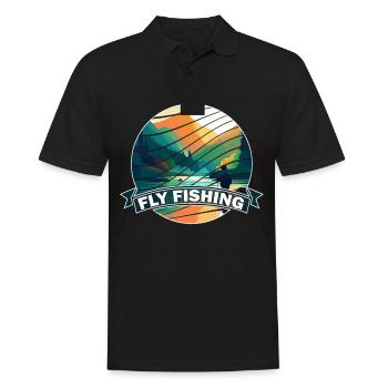 Trout Fly Fishing in the River Vintage-Inspired - Männer Poloshirt - Schwarz - Vorne - Kai (181cm)