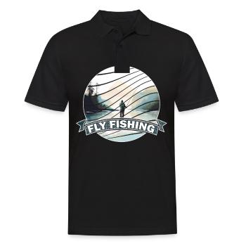 Trout Fly Fishing in the River - Retro Fly Fishing - Männer Poloshirt - Schwarz - Vorne - Kai (181cm)