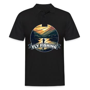Trout Fishing in the River Vintage-inspired Fly - Männer Poloshirt - Schwarz - Vorne - Kai (181cm)