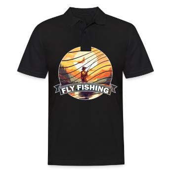 Vintage Art for Fly Fishing Enthusiasts Trout - Männer Poloshirt - Schwarz - Vorne - Kai (181cm)