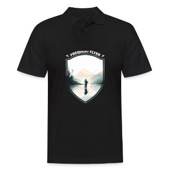 Black and White Fly Fishing Frequent Flyer An - Männer Poloshirt - Schwarz - Vorne - Kai (181cm)