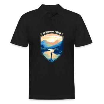 Fly Fishermen in Lake: Design for the Adventurous - Männer Poloshirt - Schwarz - Vorne - Kai (181cm)