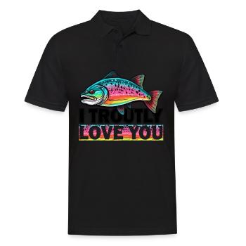 I Troutly Love Rainbow Trout Fishing - Vintage Fly - Männer Poloshirt - Schwarz - Vorne - Kai (181cm)