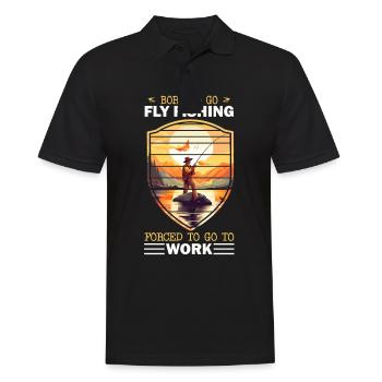Forced to Work: Retro Fly Fishing at Mountain Lake - Männer Poloshirt - Schwarz - Vorne - Kai (181cm)
