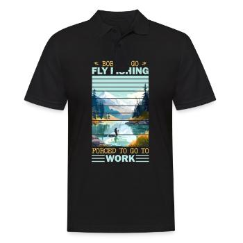 Fly Fisherman in Clear Mountain Lake Outdoor - Männer Poloshirt - Schwarz - Vorne - Kai (181cm)