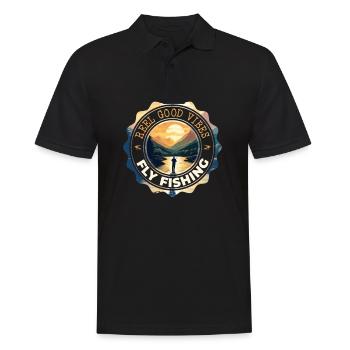 Fly Fishing Reel Good Vibes - Sun, Mountains, and - Männer Poloshirt - Schwarz - Vorne - Kai (181cm)