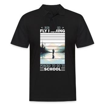 Retro Ice Fishing Adventure Born to go Fly Fishing - Männer Poloshirt - Schwarz - Vorne - Kai (181cm)