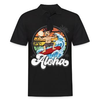 Aloha Hawaiianischer Hawaii Surfer Surfen - Männer Poloshirt - Schwarz - Vorne - Kai (181cm)