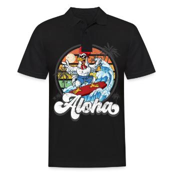 Aloha Hawaiian Hawaiian Surfer Surfing - Men's Polo Shirt - black - Front - Kai (181cm)