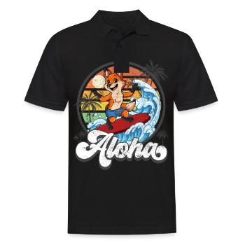 Aloha Hawaiian Hawaiian Surfer Surfing - Men's Polo Shirt - black - Front - Kai (181cm)