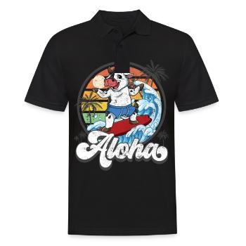 Aloha Hawaiian Hawaiian Surfer Surfing - Men's Polo Shirt - black - Front - Kai (181cm)