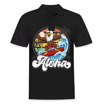 Aloha Hawaiian Hawaiian Surfer Surfing - Men's Polo Shirt - black - Front - Kai (181cm)