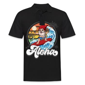 Aloha Hawaiian Hawaiian Surfer Surfing - Men's Polo Shirt - black - Front - Kai (181cm)